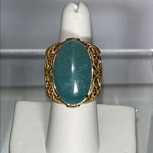 NWOT Dallas Prince Aquamarine Quartz Gold Plate Sterling Silver Designer Ring